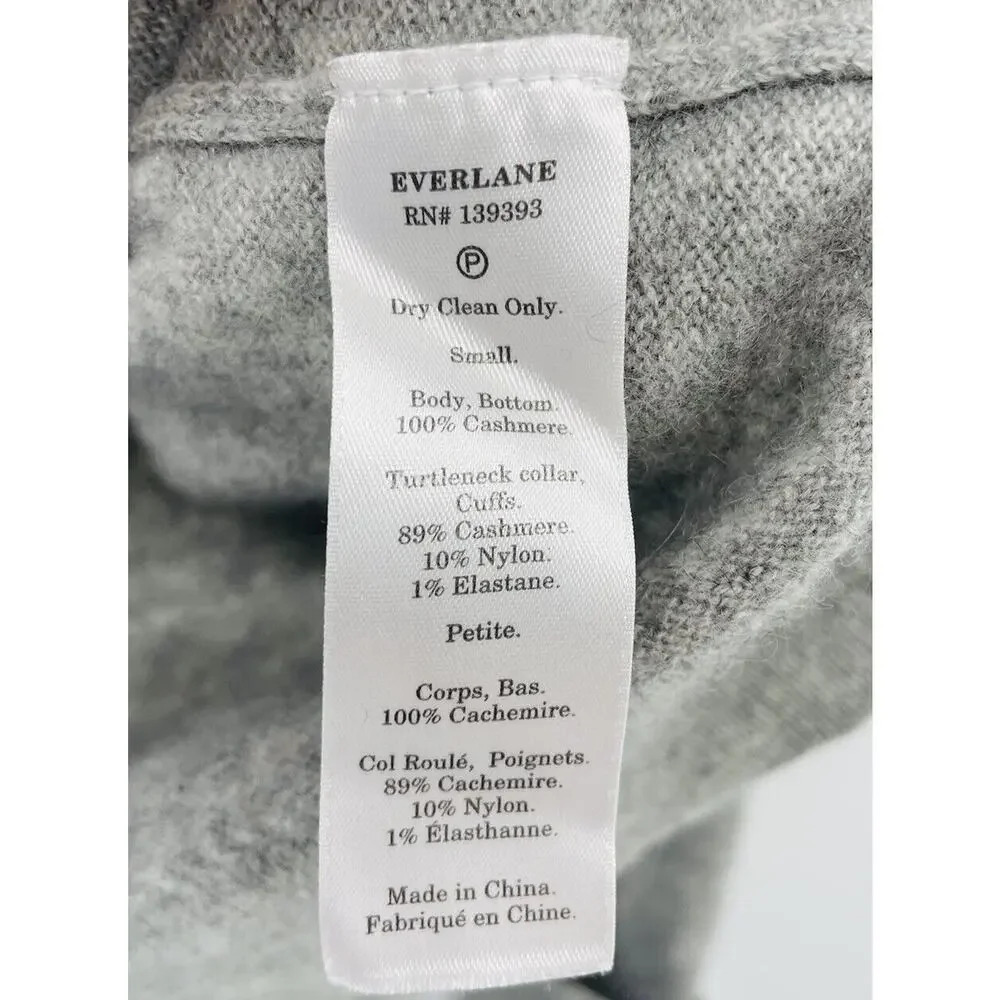 EVERLANE Cashmere Turtleneck Sweater Heather Gray Long Sleeve Pullover Size S - Picture 10 of 11